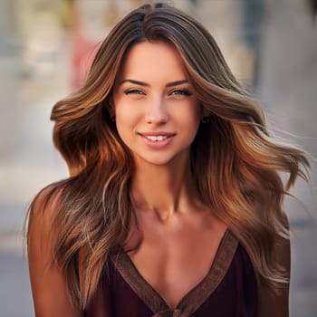 pretty young woman smiling, AI generated image