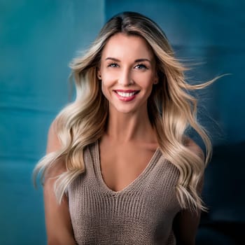 pretty young woman smiling, AI generated image
