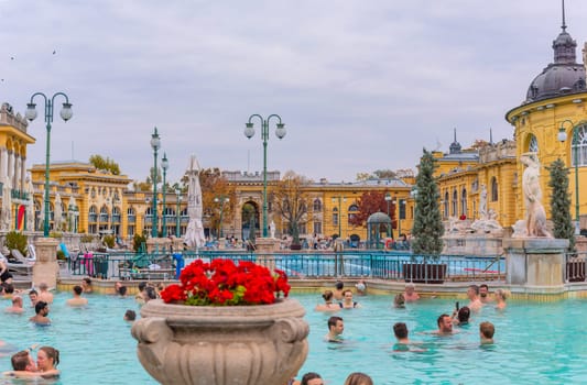 Budapest, Hungary: October 26, 2024: Szechenyi Baths in Budapest, Hungary.