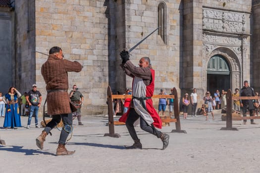 Caminha, Portugal - July 27, 2024: Caminha during the Medieval Fair reenactment. Caminha is a town in the north of Portugal, and very popular among tourists.