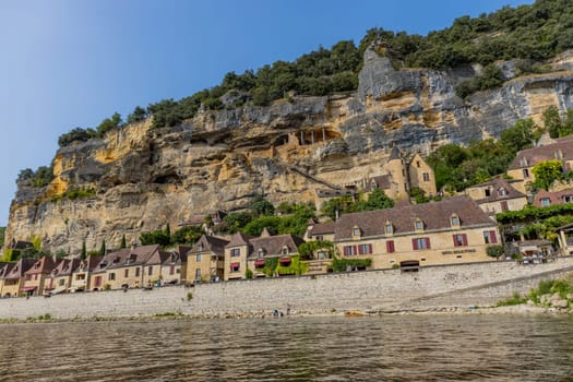 La Roc Gageac  France: August 20  2024:Medieval river village of La Roc Gageac in the Dordogne region of France