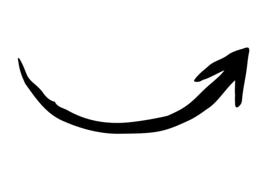 Hand painted arrow drawn with ink brush isolated on white background. Victor illustration