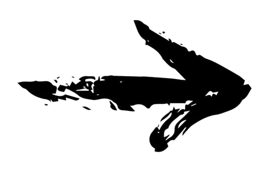 Hand painted arrow drawn with ink brush isolated on white background. Victor illustration