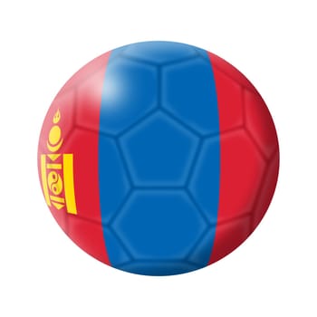 A Mongolia soccer ball football 3d illustration isolated on white with clipping path