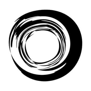 Grungy round scribble circle hand drawn with ink brush effect. Isolated on white background. Vector illustration