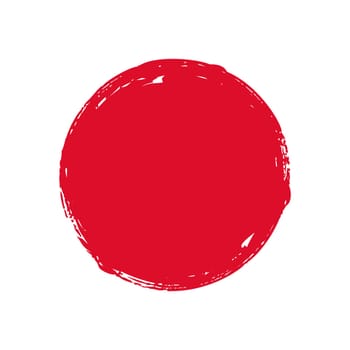 Hand painted grunge circle. Red round blob hand drawn with ink brush. Vector illustration