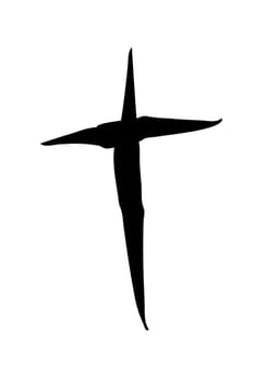 Handdrawn christian cross symbol, hand painted with ink brush. Vector illustration
