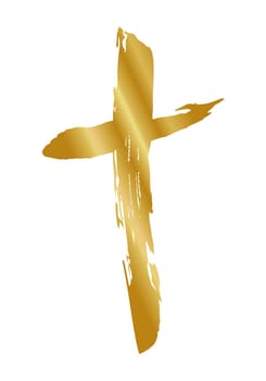 Handdrawn christian cross symbol, hand painted with ink brush. Vector illustration