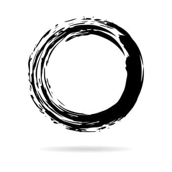 Hand painted grunge circle. Black round blob hand drawn with ink brush. Vector illustration