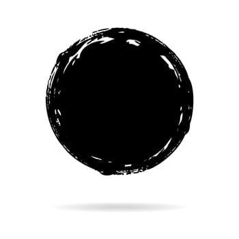 Hand painted grunge circle. Black round blob hand drawn with ink brush. Vector illustration
