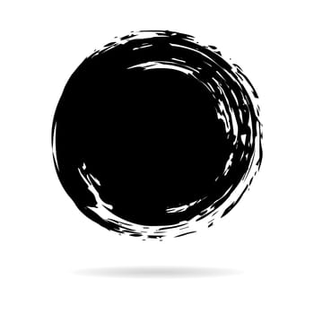 Hand painted grunge circle. Black round blob hand drawn with ink brush. Vector illustration