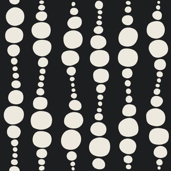 Seamless geometric pattern. Waves and circles in black and white. Vector illustration