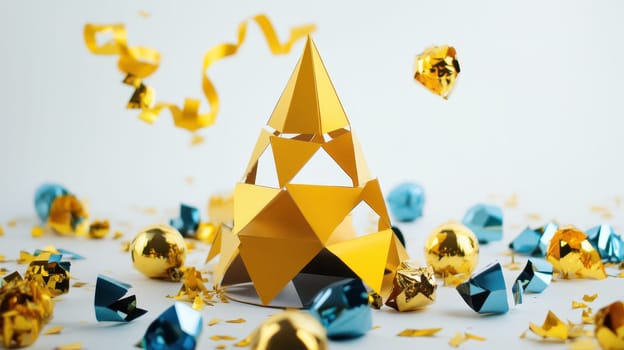 Colorful paper crafts and shiny ornaments enhance the cheerful ambiance during the Christmas season inviting joy and celebration.