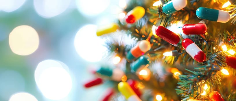 A festive holiday tree adorned with bright ornaments and twinkling lights brings a joyful atmosphere to the room during the Christmas season.