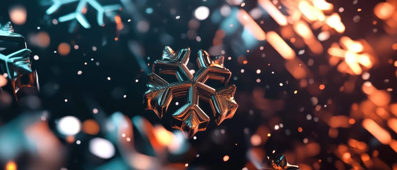 Delicate snowflakes float gently through the air creating a serene winter atmosphere during the festive Christmas season.