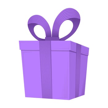 Vector purple gift box isolated on white background.