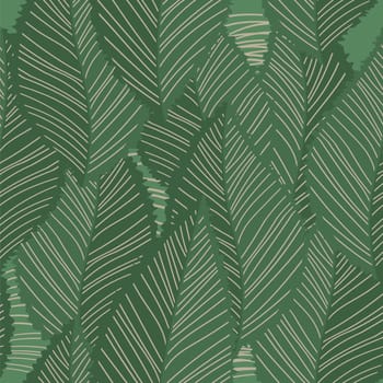 Vector Seamless Tropical leaves wallpaper, luxury nature leaves, golden banana leaf line design, hand drawn outline design for fabric, print, cover, banner and invitation