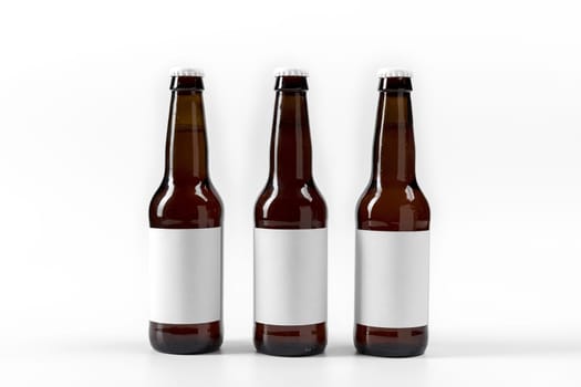 front view beers line with blank labels