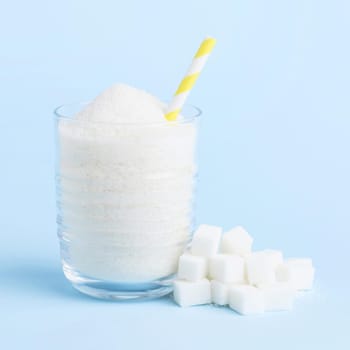 front view glass with sugar straw