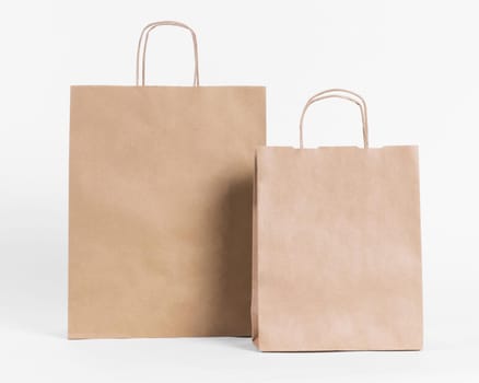 front view brown paper carrier bags for shopping