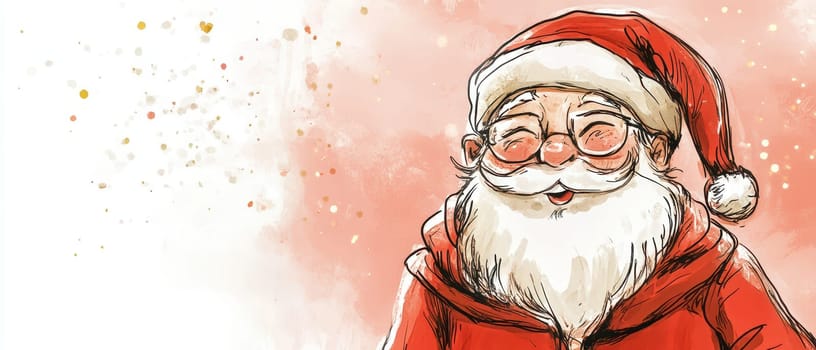 A joyful Santa Claus smiles warmly spreading holiday cheer with his bright red hat and fluffy white beard embodying the spirit of Christmas.