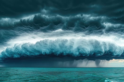 Massive storm front is gathering over a vast ocean, bringing with it the threat of heavy rain and strong winds