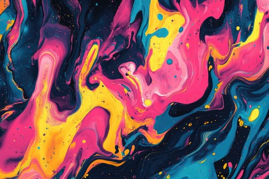 Colorful abstract background with swirling liquid acrylic paints forming a psychedelic pattern