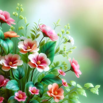 Digital painting of a colorful bouquet of flowers. High quality AI-generated photo.