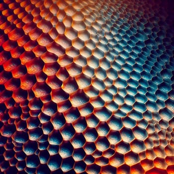 A close-up abstract image resembling a honeycomb texture with vibrant color gradients. High quality AI-generated photo.