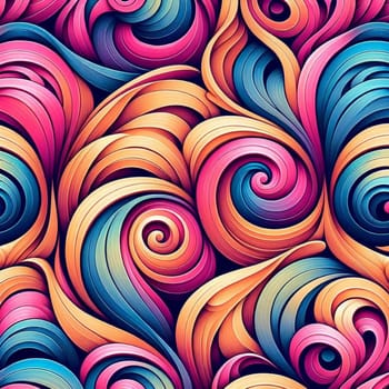 An abstract background with swirling, colorful patterns resembling 3D ribbons or waves in shades of blue, and orange. High quality AI-generated photo.