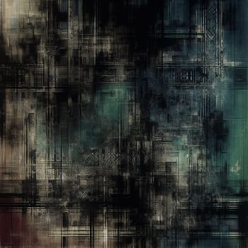 An abstract image with a textured, layered design featuring dark, geometric patterns and muted colors. High quality AI-generated photo.