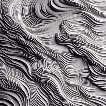 An abstract image with a textured, undulating surface in shades of gray and white, resembling carved stone or fabric. High quality AI-generated photo.