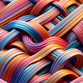 An abstract image featuring a complex weave of colorful, wavy lines, creating a dynamic and flowing texture. High quality AI-generated photo.