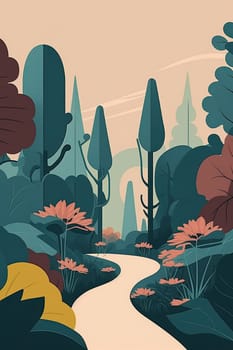 Botanical Garden - Minimalistic flat design - AI generated