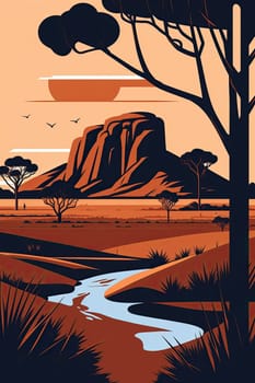 Australia - Minimalistic flat design - AI generated