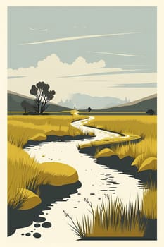 Marshland - Minimalistic flat design - AI generated