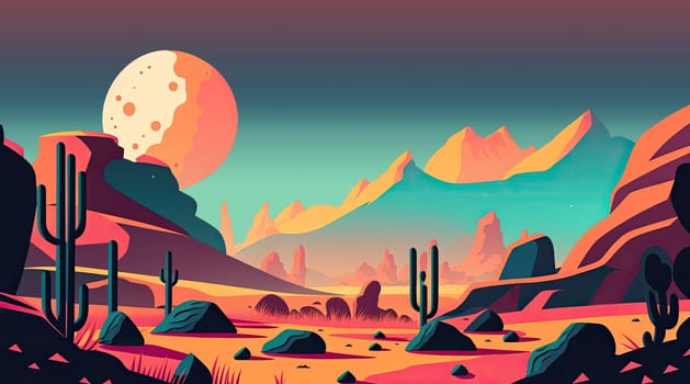 Alien Planet - Minimalistic flat design - AI generated