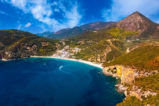 Panoramic view of the beach in Lichnos, near Parga in the region of Preveza in Epirus, Greece.