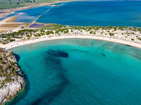 View of Voidokilia Beach, in Messinia, Greece.