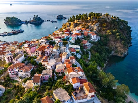 Aerial view of Parga, in the region of Preveza in Epirus, Greece.