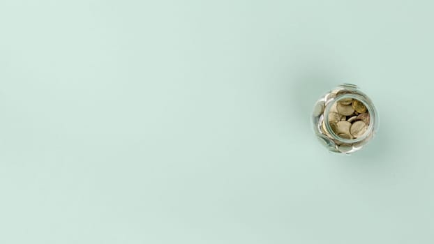 flat lay jar with coins