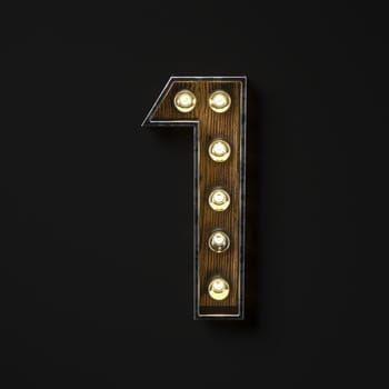 Light bulb glowing Number 1 ONE 3D rendering illustration isolated on black background