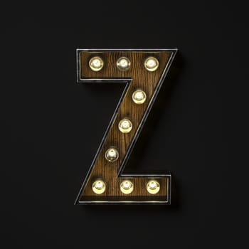 Light bulb glowing Letter Z 3D rendering illustration isolated on black background