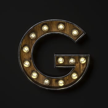 Light bulb glowing Letter G 3D rendering illustration isolated on black background