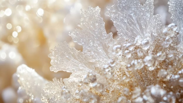 Frost covers intricate winter foliage creating a sparkling winter wonderland during the festive Christmas season in a serene outdoor setting.