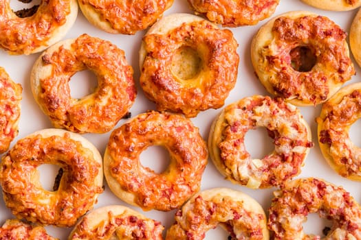 A Mini pizza bagels. Top view.