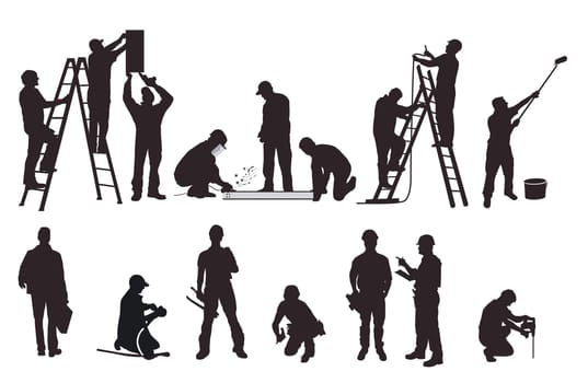 Craftsman and builder  illustration, isolated on white background