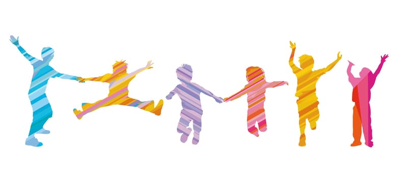 Pleasure and joy in a group of children, illustration