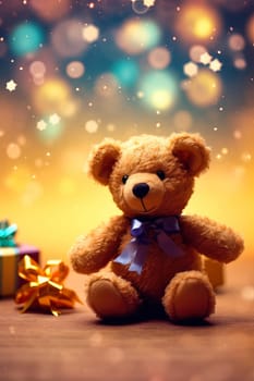 Birthday card with a cute stuffed animal toy - Teddy bear - AI generated