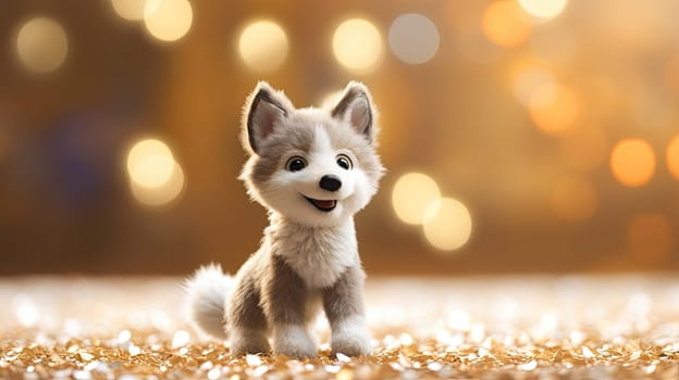 Birthday card with a cute stuffed animal toy - Wolf - AI generated